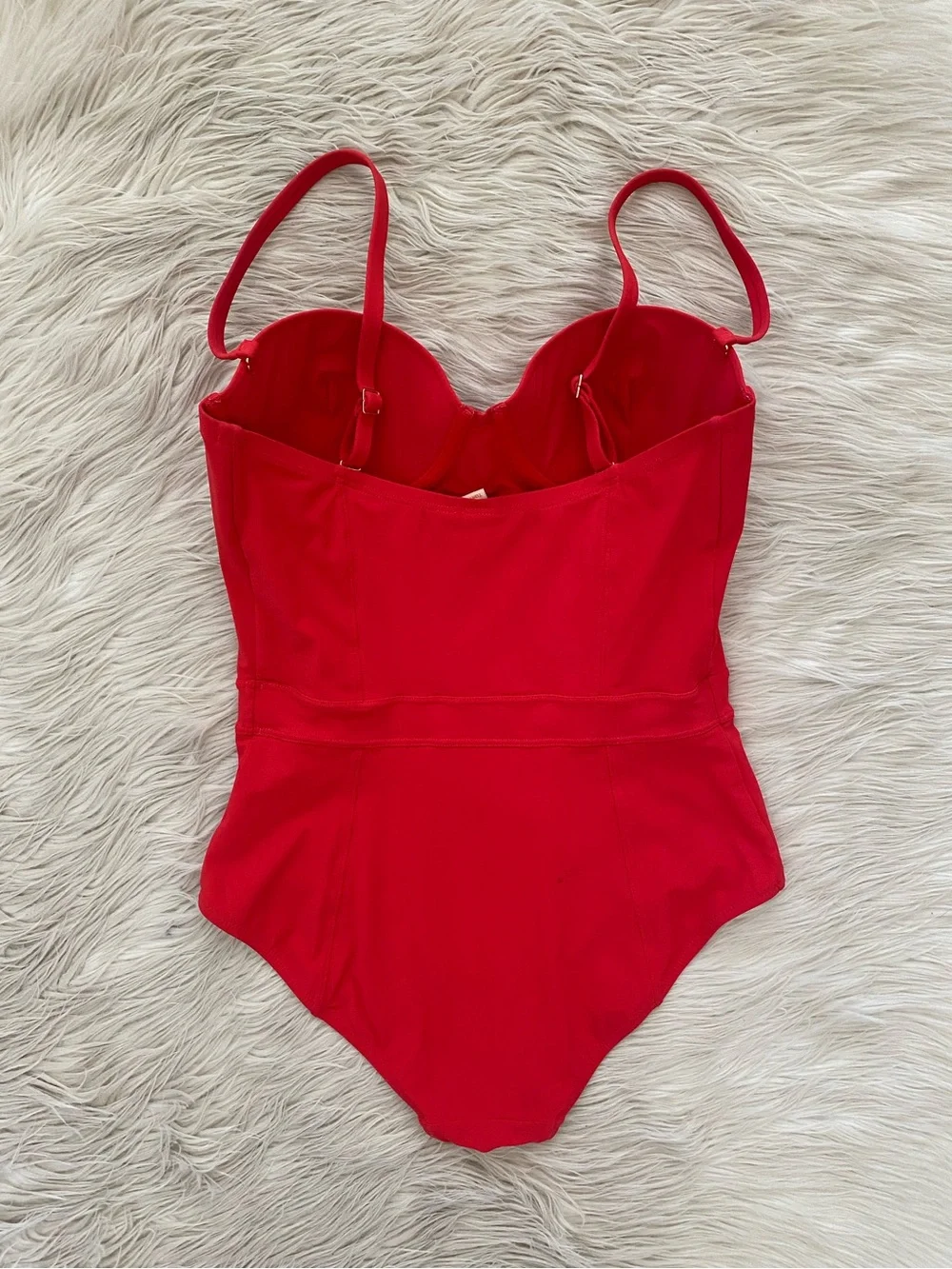 Tory Burch Lipsi Solid One Piece Swimsuit Poppy Red Bustier Underwire Tropical S